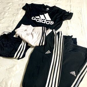 Adidas Like-New- 5-Pieces. 2 sweatpants, 2 shorts, 1 T-Shirt  10-12 yrs old